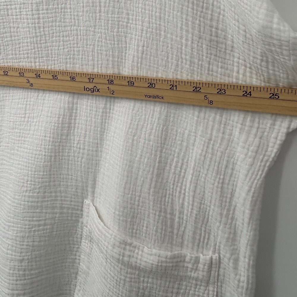 C&C California Womens White Double Gauze Cotton Oversized Pocket Top Large - Picture 5 of 6